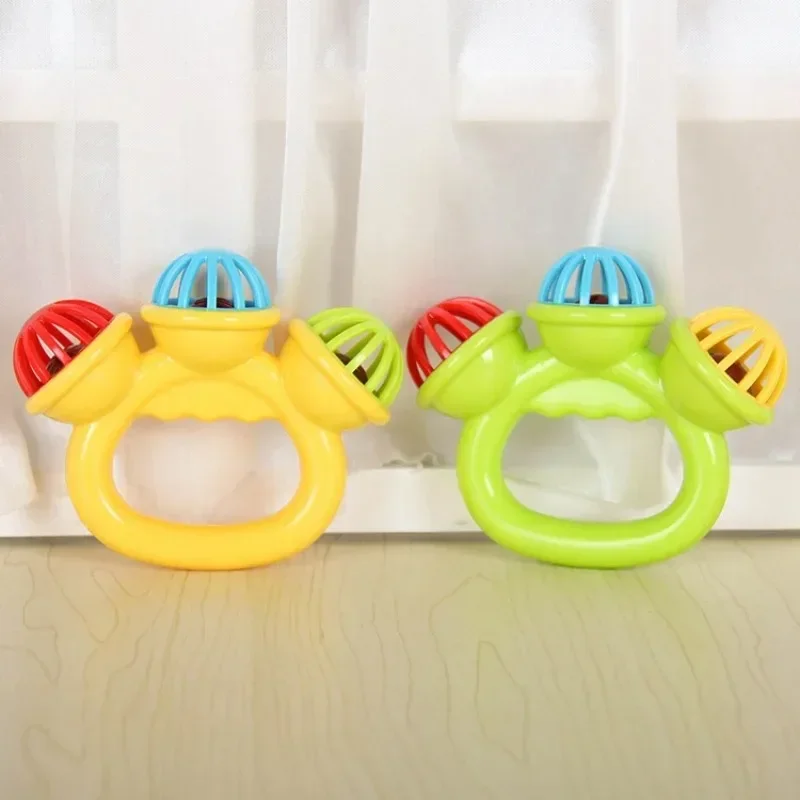 

Infant Comfort Rattle 0-3 Years Old Ringing Three-headed Be Hand Grasping Ball Toys Rattle Early Educational Hand Bell Baby Toys