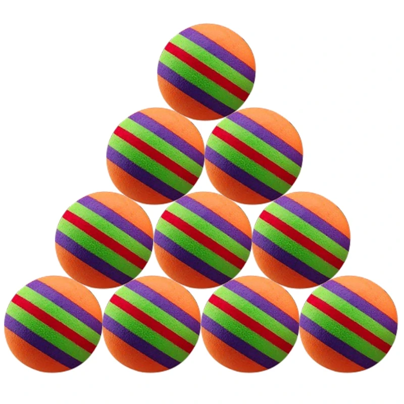 10Pcs Colorful Cat Toy Ball Interactive Cat Toys Play Chewing Rattle Scratch Natural Foam Ball Training Pet Supplies 