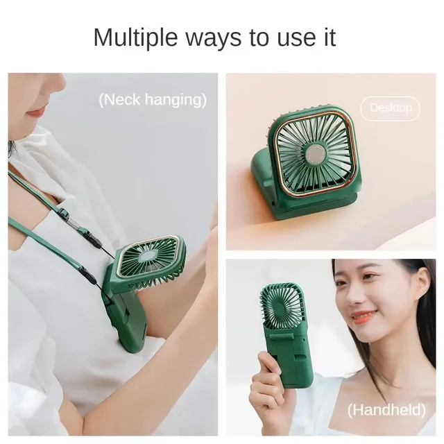 Mini Handheld Fan Folding USB Mini Fan with Phone Bracket Function 3000mAh Power Bank Hanging Neck Fan for Home Travel Office 3