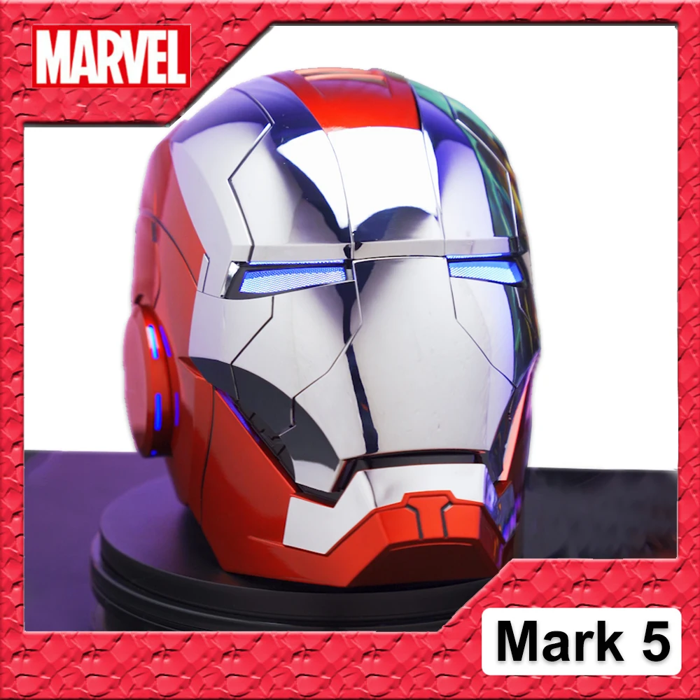 Marvel 1:1 Mk5 Casco Elettronico Iron Man Mark 5 Voice Touch Telecomando Ironman Maschera Cosplay Per Uomo Compleanno Regalo Di Natale