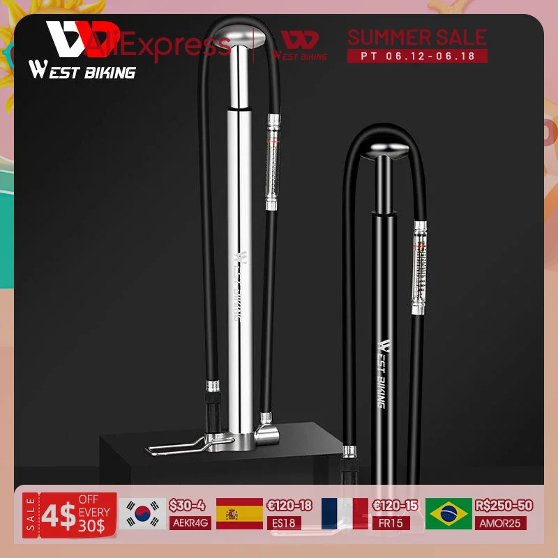 High Pressure Bicycle Air Pumps West Biking Bicycle Pump 160 Psi