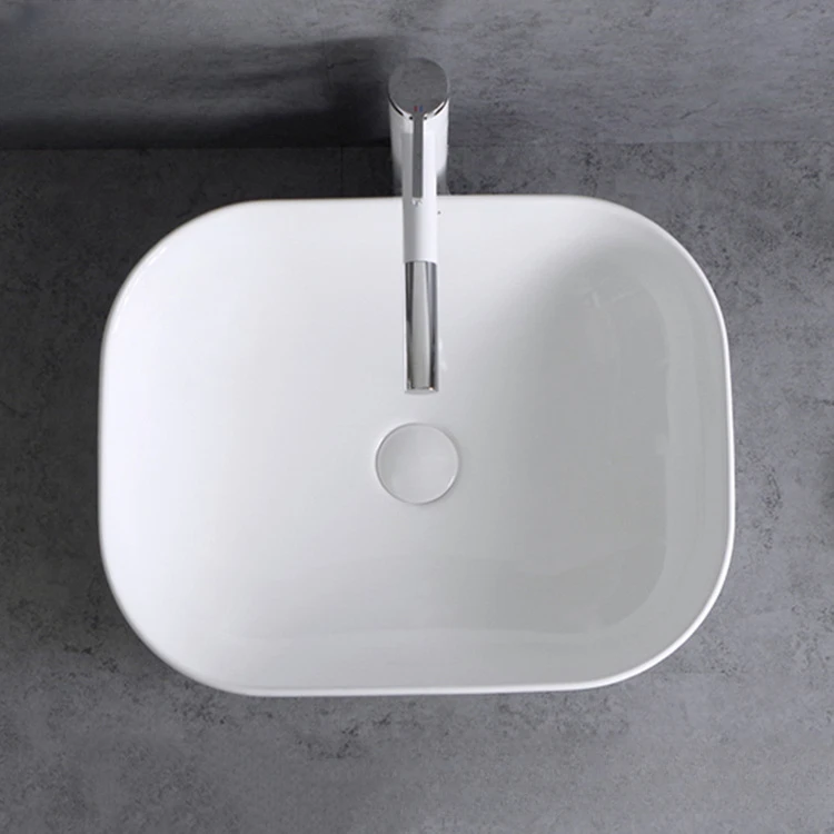 Rectangular European Style Minimalist Art Basin in The Bathroom Ceramic Thin Edge Wash Basin Washbasin