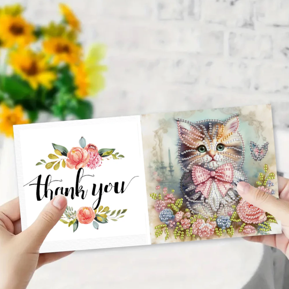 6Pcs Ballet Animals Faith Diamond Birthday Blessing Card Rinestone Embroidery Arts Craft Cards Kit Birthday Gift for Friend