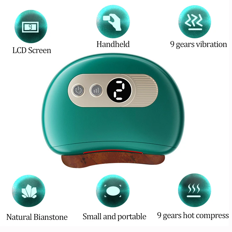 Elektrický masážní přístroj GuaSha, horký kamenný ohřev, vibrace, škrábání, spalování tuků, masáž krku, lifting a odstraňování vrásek_voghion.com