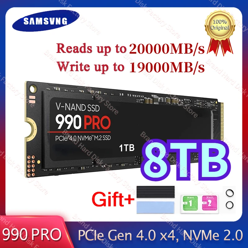 

Brand Portable 990 PRO SSD 1TB 2TB 4TB PCIe 4.0 M.2 Internal Solid State Hard Drive Disco Duro for Laptop Desktop MLC PC PS5