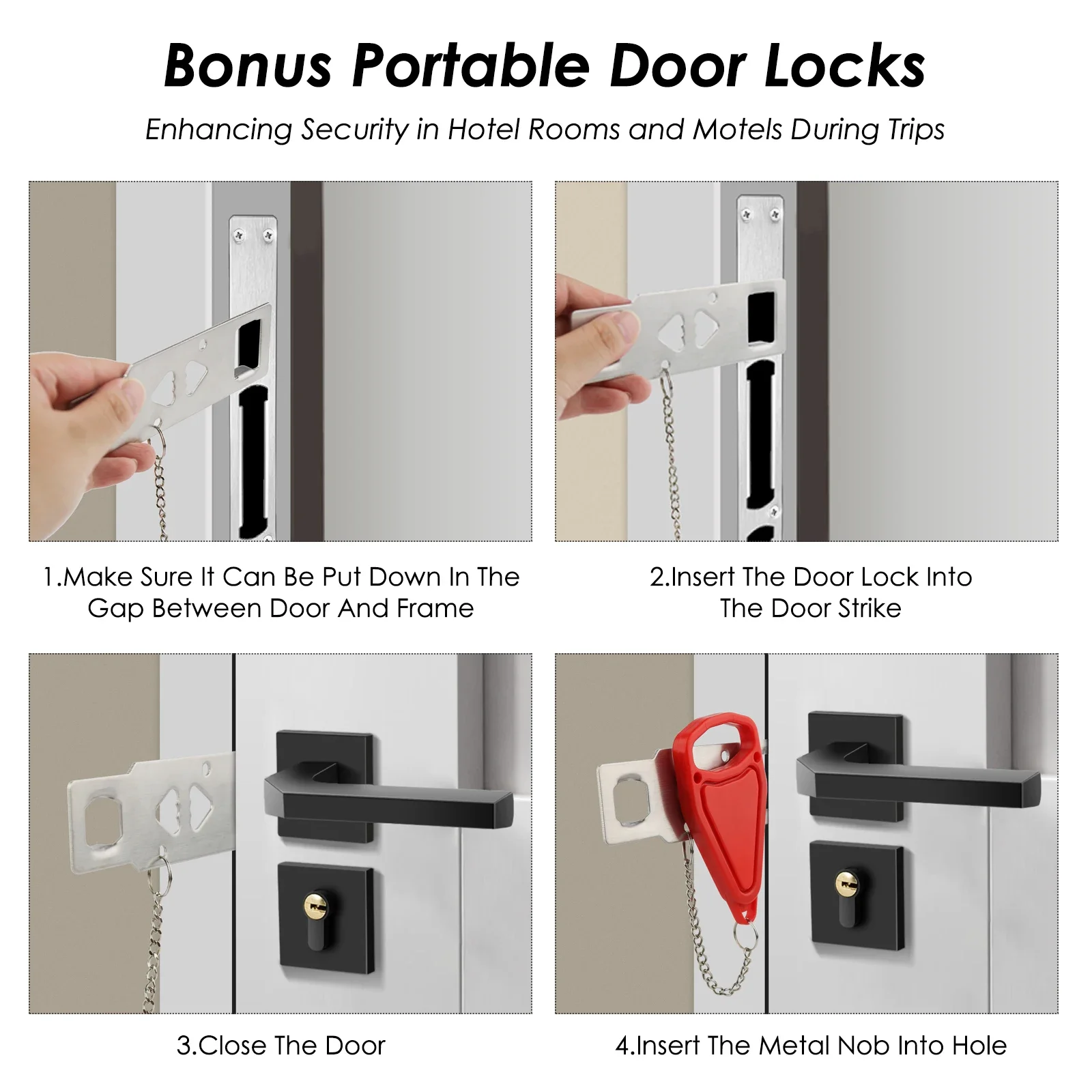 Door Reinforcement Lock Latch for Front Interior Inside Top Door Security Child Toddler Proof Kids Safety Renter Home Apartment electromagnetic locks