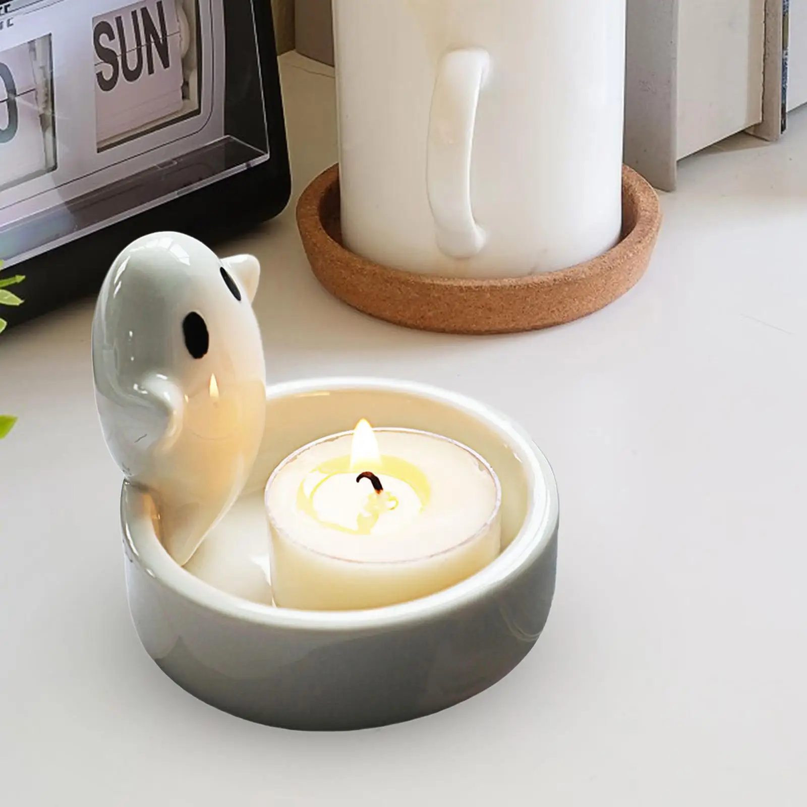 Ghost Candle Holder Nordic Style Ornaments Modern Tealight Candle Holder for Bathroom Housewarming Gifts Home Party Anniversary