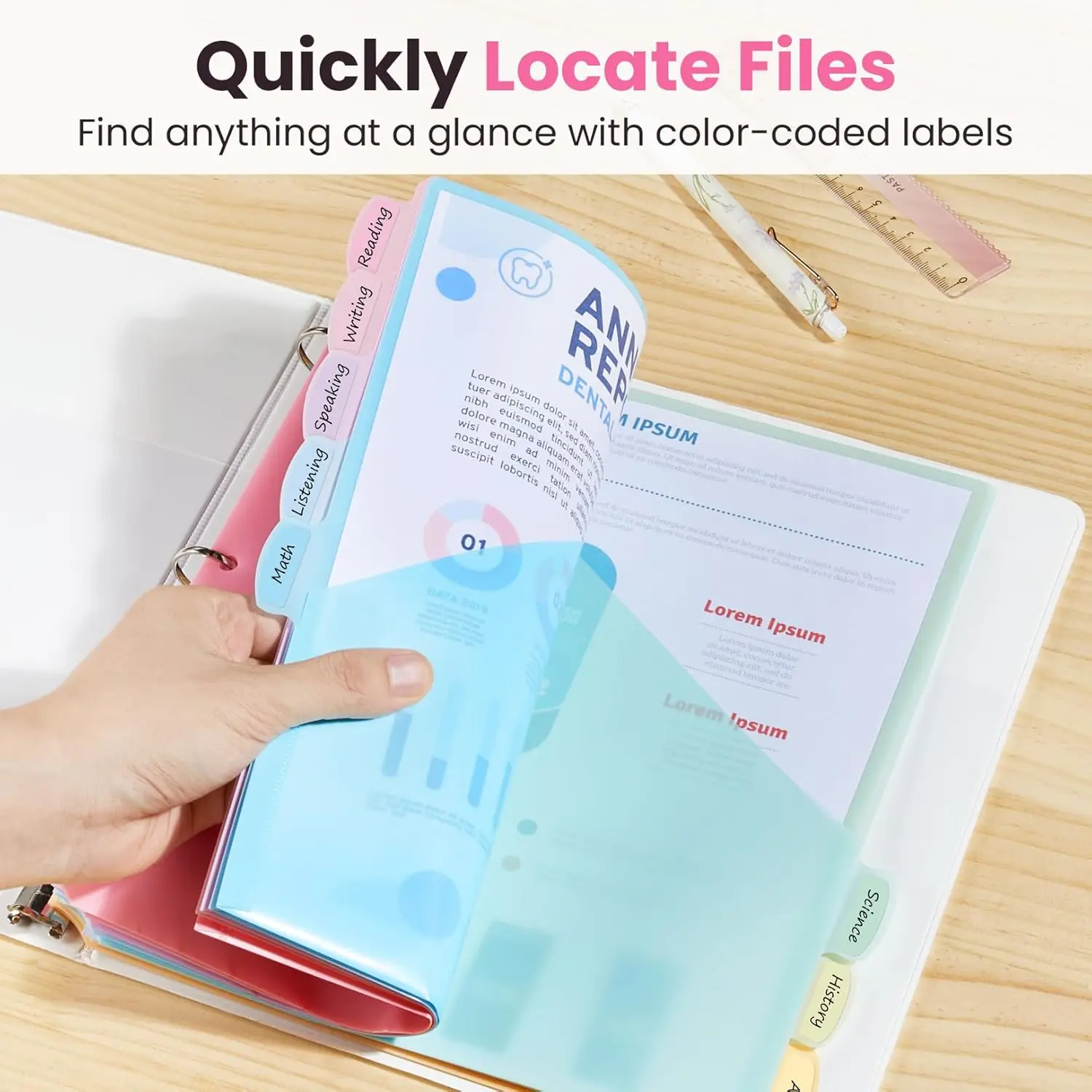8Pack Double Pocket Binders with Dividers Compatible for 3-Hole Punch Binders,Binder Refill Pages For Office,University Supplies - 2