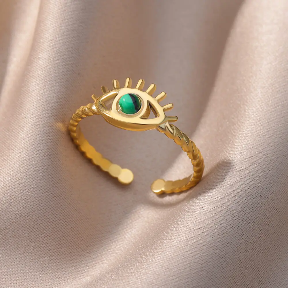 Fashion Bule Opal Evil Eye Rings For Women