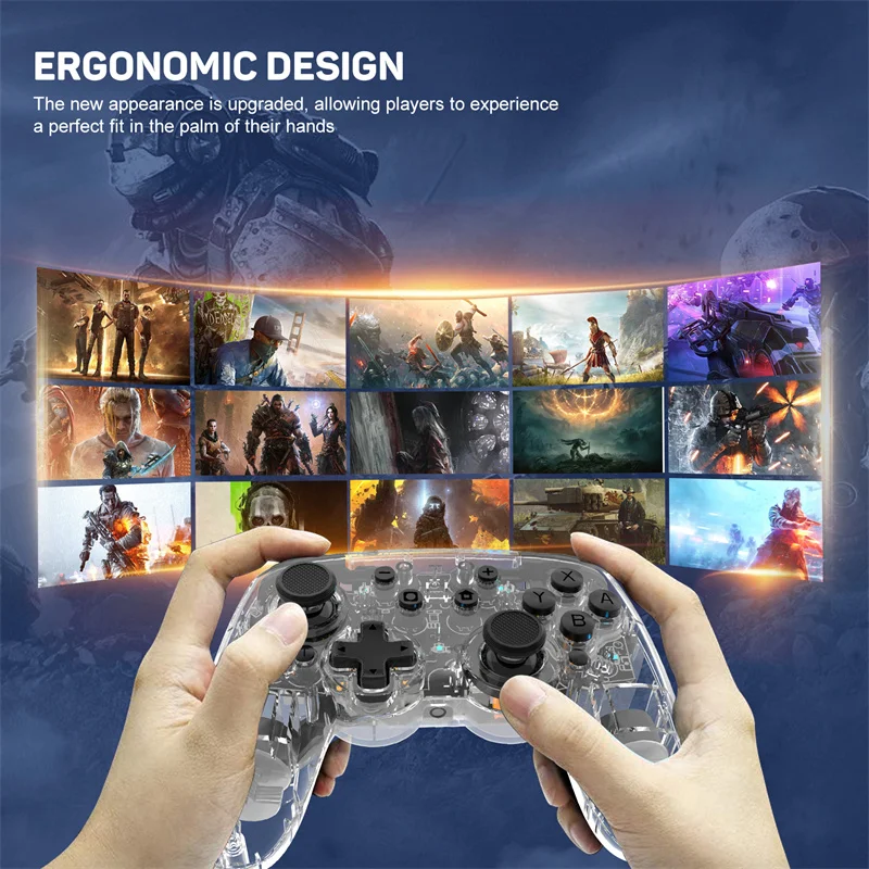 HOT KS35 Pro Transparant Colorful Wireless Bluetooth Controller Joystick Gamepad 6-axis Somatosensory For Nintendo Switch