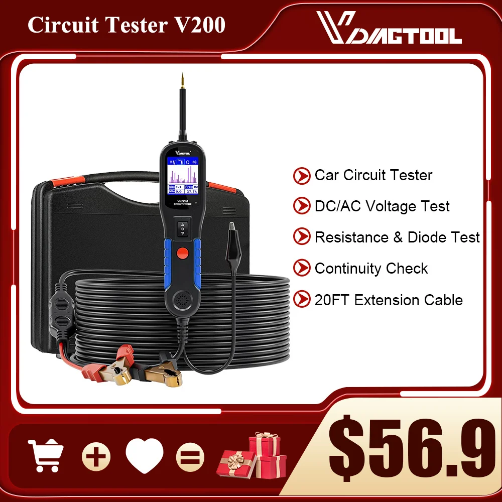 VDIAGTOOL V200 Blue Automotive Current Tester With Power Probe Circuit