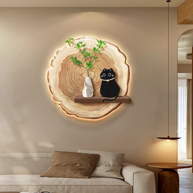 3D壁彫刻アート LEDライトポーチ付き 模造植物壁掛け絵画 リビング