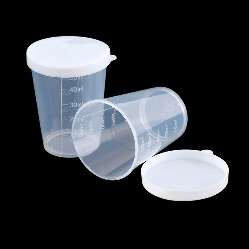 Lot De 10 Gobelets Gradués 100 Ml - Transparents Avec Couvercles Blancs - Pour Labo, échantillons, Cuisine Précise