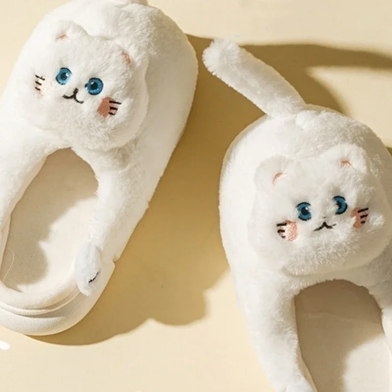 Winter Women's Slippers Holding Cat Cartoon Cute Home Cotton Slippers Winter New Soft Sole Thickened Warm Couple Plush Shoes 5