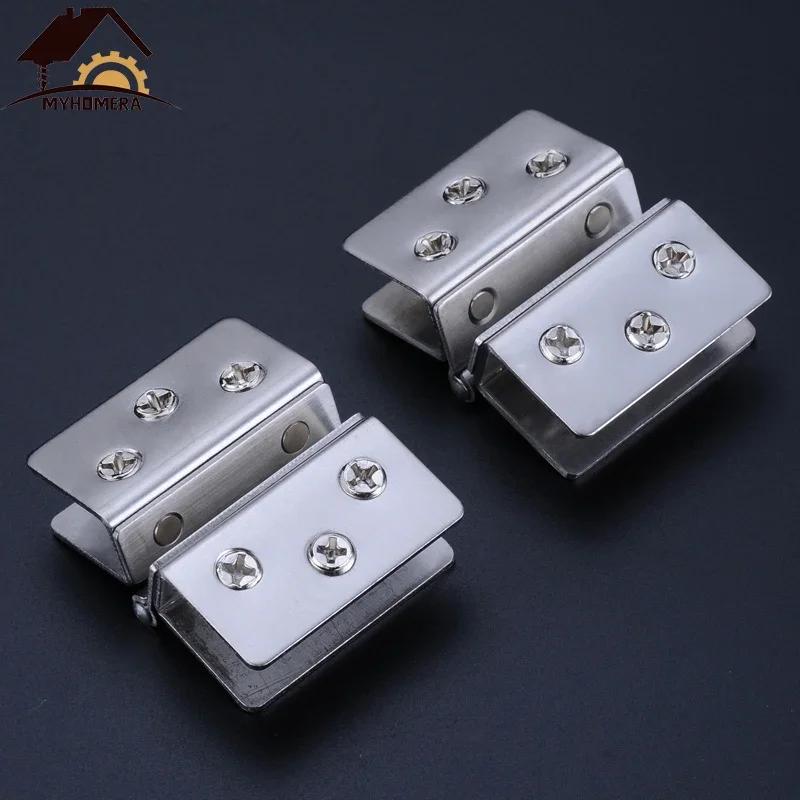 Glass Door Hinge Double Sided Clip Cabinet Cupboard Glass Clamps 180 Degree for 4mm 6mm 8mm 9mm stainless steel hinges door hinges