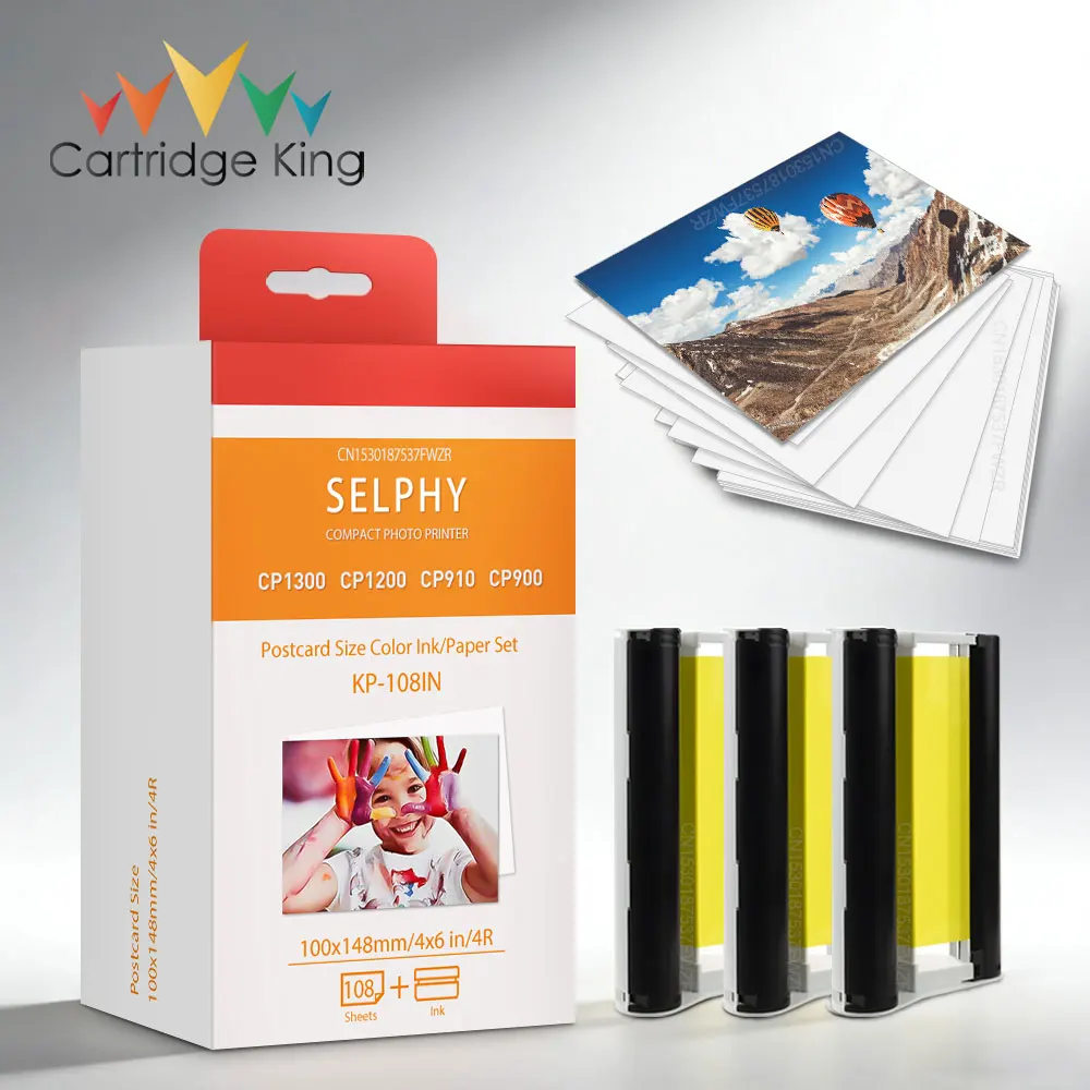 Ink Cassette and Photo Paper Set for Canon Selphy Printers, 6 Inch