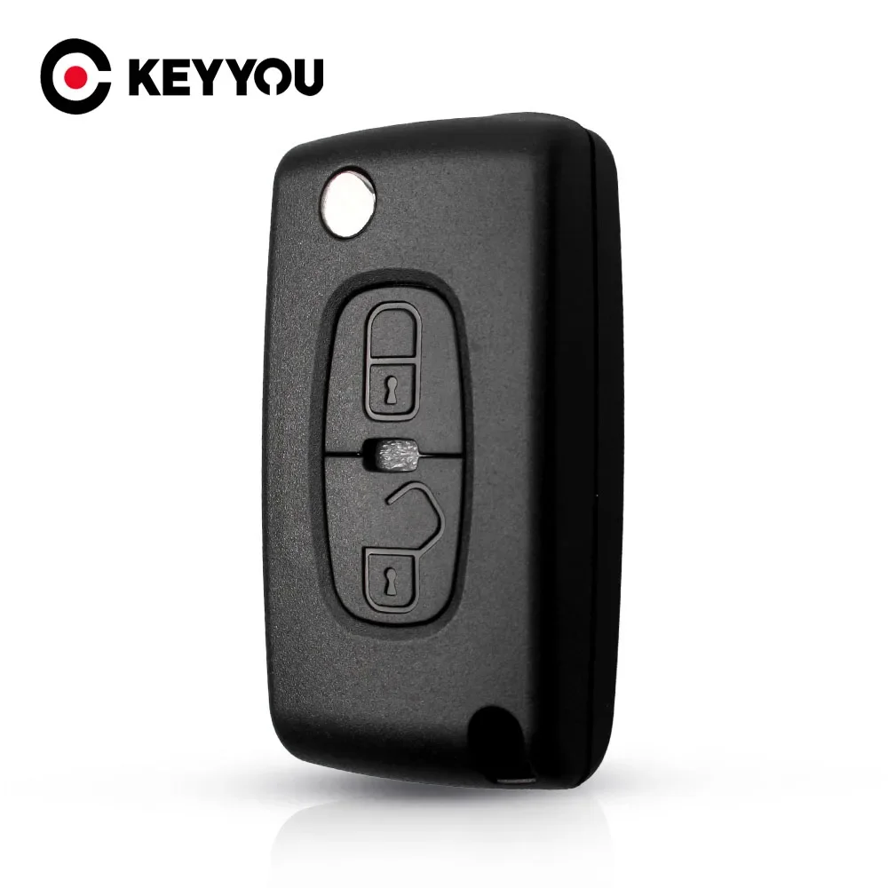 KEYYOU Flip Remote Key Case Shell Fob MIT-11R Blade For Peugeot 4007 ET 4008 For Citroen C-Crosser C4 Aircross CE1731 2 Buttons key case,car key shell,car remote key,car key,key shell