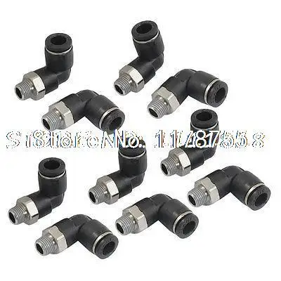 

10 x Pneumatic 8mm to 1/8" PT Male Thread 90 Degree Elbow Pipe Quick Fittings