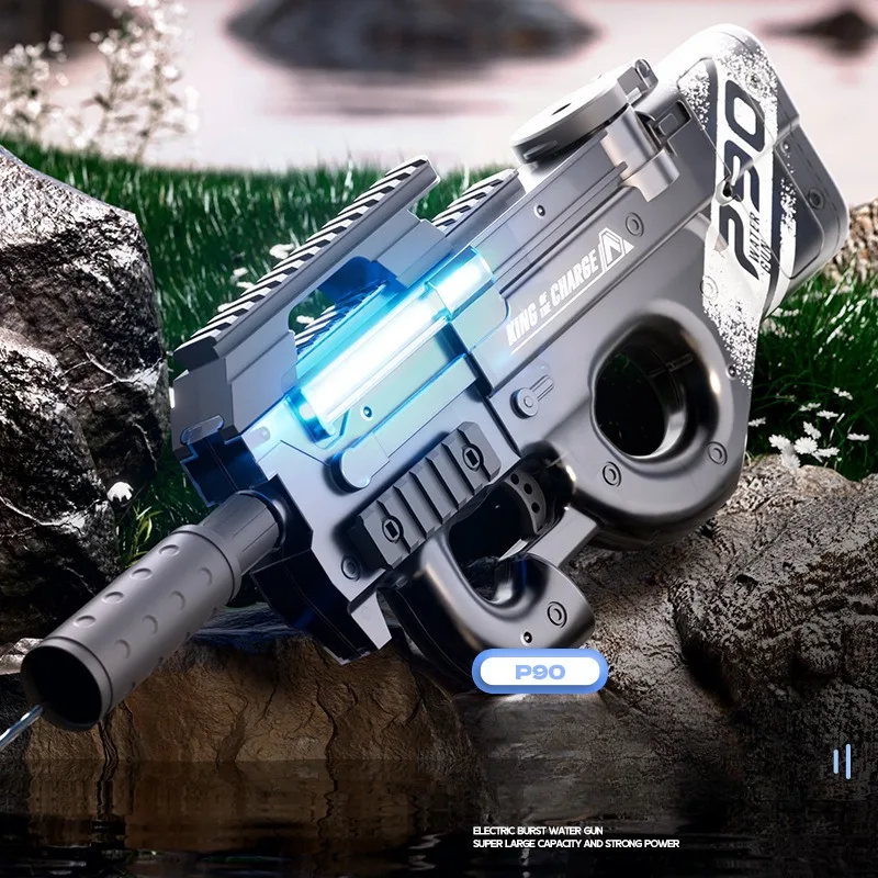 2024 New Cool Light  P90 AUG Ultra Large Capacity Electric Continuous Firing Water Gun for Children's Summer Toy Water Gun 6