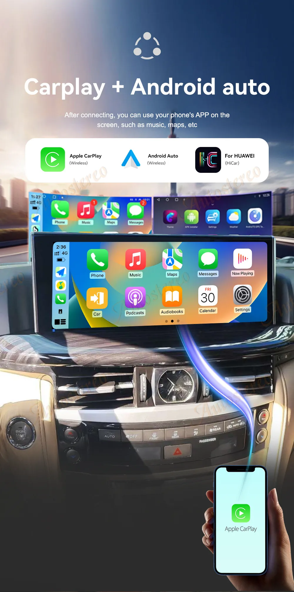 12.3 inch Car Android Screen Auto Stereo For Lexus LX570 2007-2015 Multimedia Pl