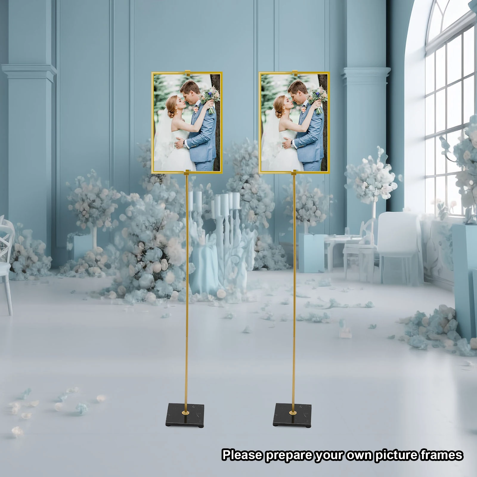 

2 Pcs Wedding Easel Stand 160cm Photo Poster Stand Marble Base Adjustable Advertising Information Stand