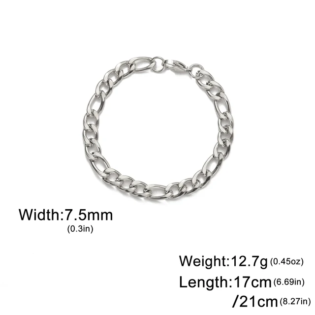 Lucktune bracelet chaine argent homme bracelet aciers inoxydables figaro Figaro chaîne Bracelet pour hommes femmes acier inoxydable largeur 3-10 MM Bracelets Punk bijoux Couple cadeau Pulsera Hombre nouveau