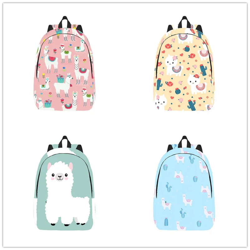 Cartoon Alpaca Backpack Casual Lightweight Laptop Backpack Men Women Travel Bag Outdoor Canvas Daypack