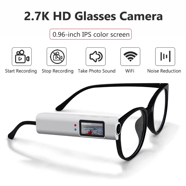 2.7K HD Camera Glasses Outdoor Sports Camera WiFi Motorcycle Action Cam Head-mounted Recorder Video Camcorder Cycling Bicycle