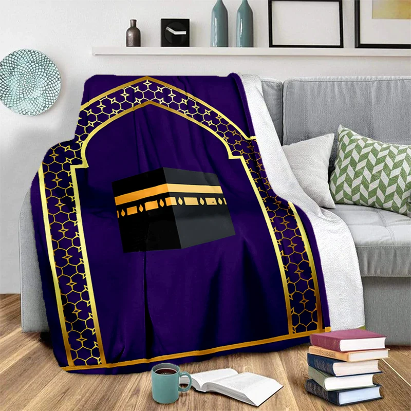 

Muslim Prayer HD Soft Plush Bed Throwing Cartoon Picnic Thin Blankets Modern Flannel Blanket Cover Gedruckt Bettdecke Geschenk