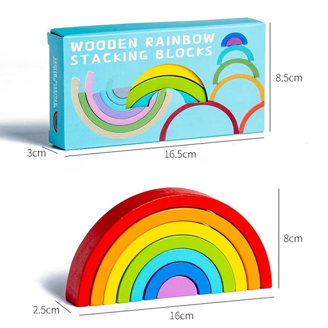 Hot Arch Bridge Rainbow Building Blocks Kids Wood Stacker Baby Toy Color Cognitive Children Montessori Educational Wooden Toys 6