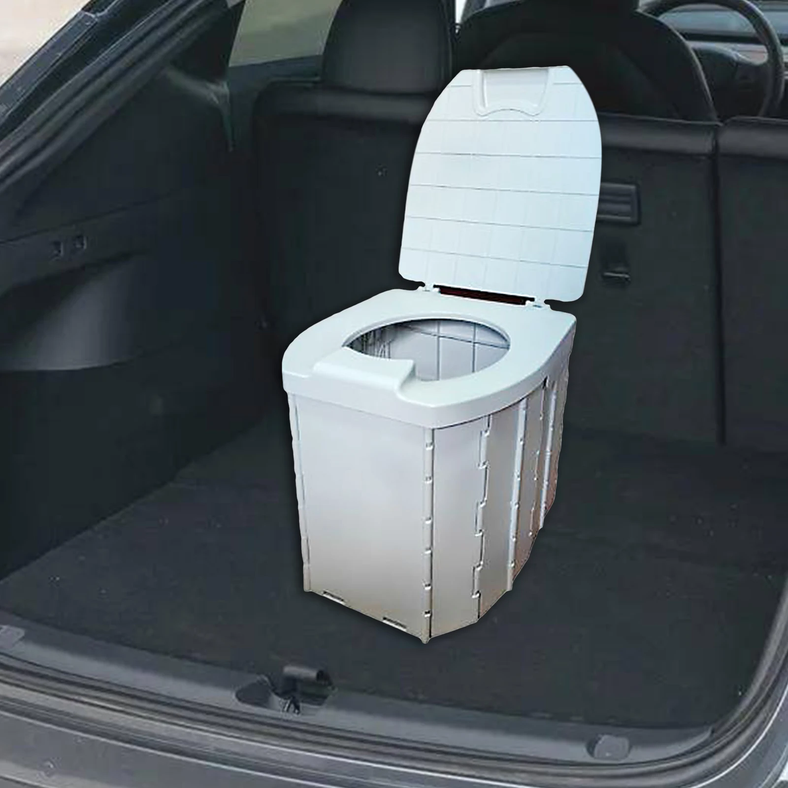 Folding Camping Toilet with Storage Bag Adults Portable Toilet with Lid Outdoor Toilet for Beach Hiking Long Trips Fishing Car 5