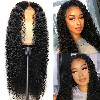 Perruque pour femmes, petites boucles africaines, cheveux longs bouclés à la mode avec raie au milieu, couvre-chef en Fiber synthétique pour permanente de maïs 1