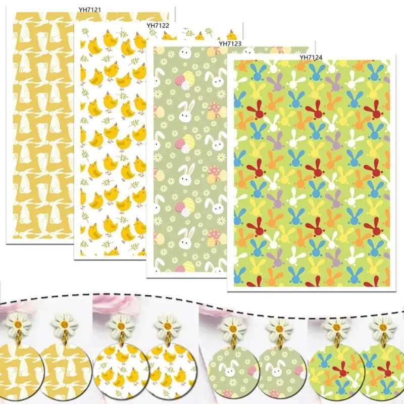 Blumenaufkleber auf Ton gedruckt, Aufkleber für Tonohrringschneider, Schmuckaufkleber für Kinder Erwachsene Ohrring B03E – Detail 7