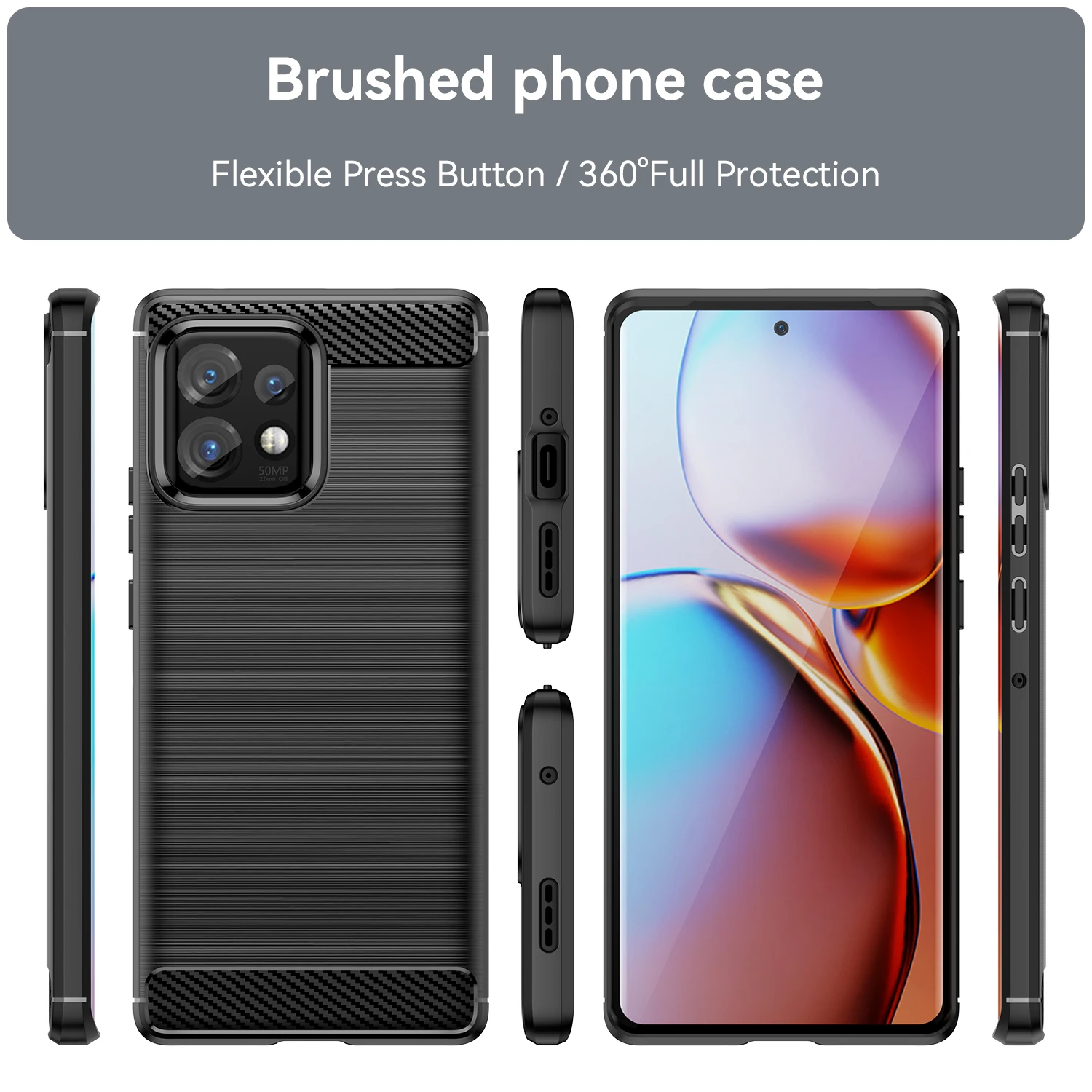 Shockproof Carbon Fiber Brushed Texture Silicone Phone Case