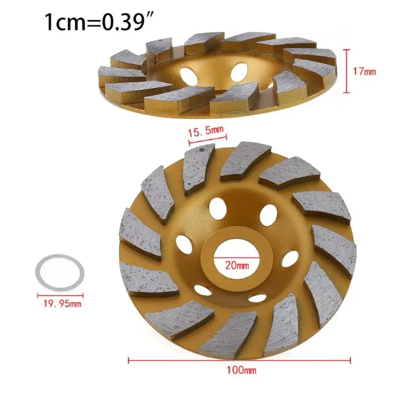 4" Diamond Segment Grinding Wheel Grinder Cup Concrete Stone Cut Grinding Disc