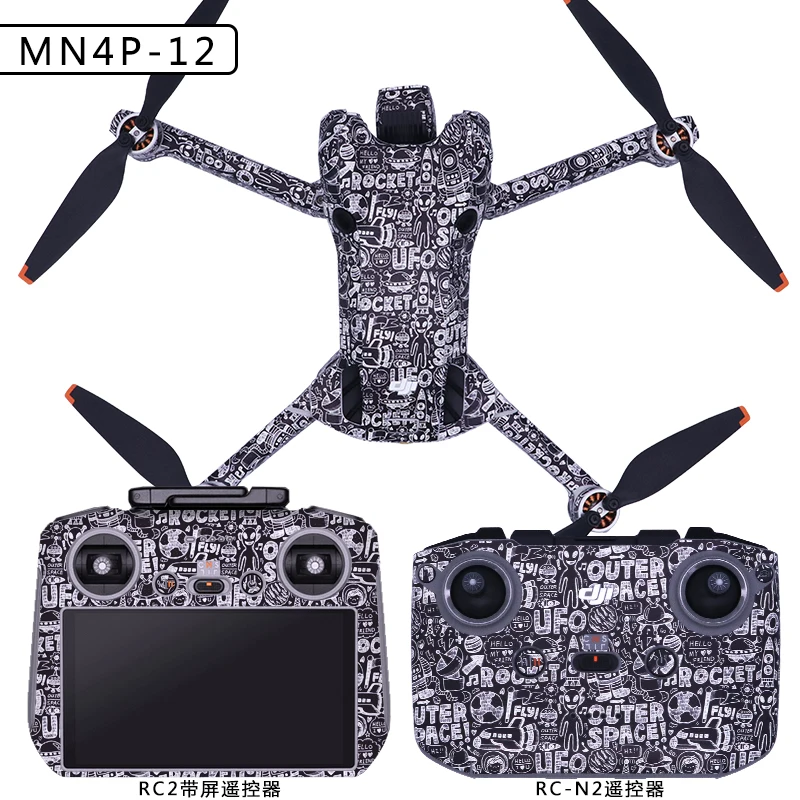 for DJI Mini 4 Pro Sticker RC 2 Skins Flat Protector Cover Anti-Scratch Waterproof RC-N2 PVC Sticker For mini 3 pro Accessories