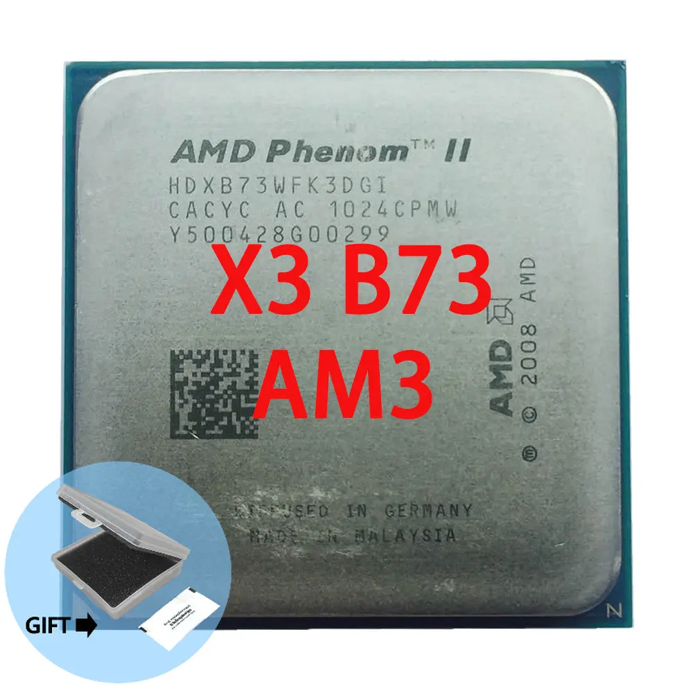 

AMD Phenom II X3 B73 2.8 GHz Three-Core CPU Processor HDXB73WFK3DGI HDXB73WFK3DGM Socket AM3