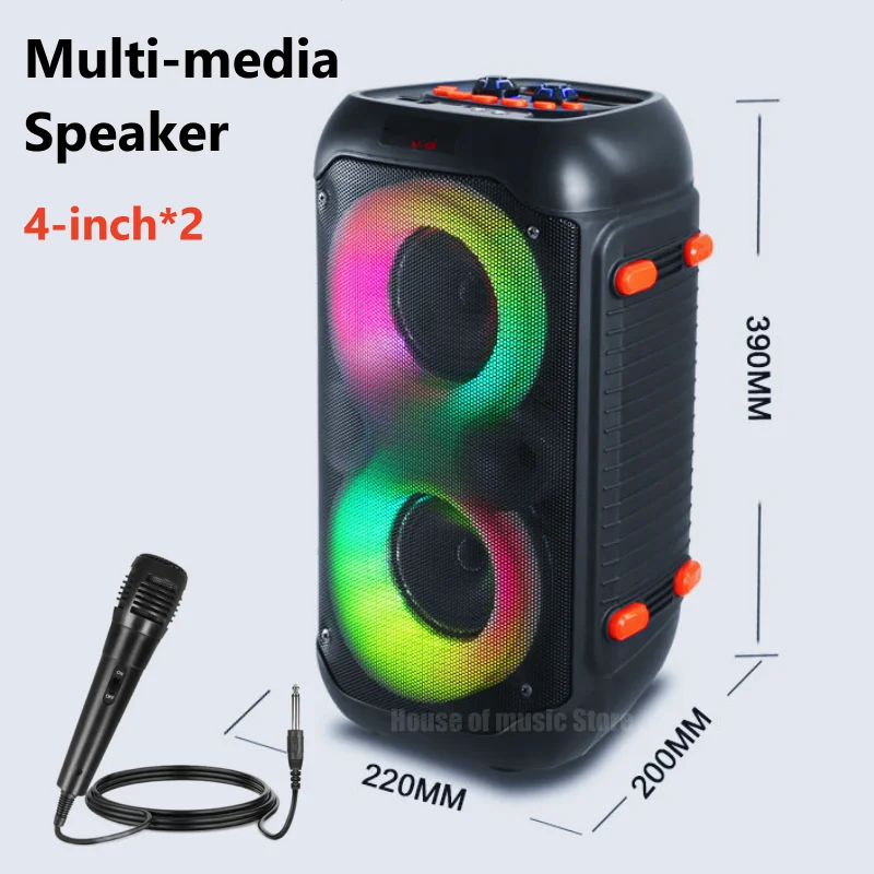 Parlantes Portatile Dual Subwoofer Da 4 Pollici Karaoke Portatile Blue Tooth Soeaker Party Outdoor High Power Hand-Held Sound Altavoces