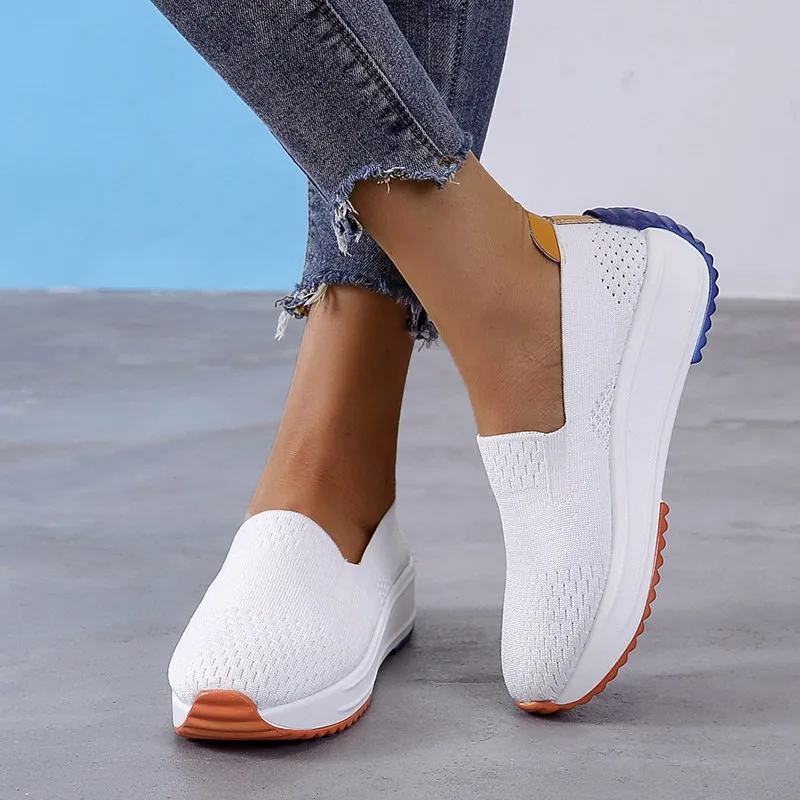 Breathable Sneakers Fashion Women Flats Slip on Mesh Shoes Ladies ...