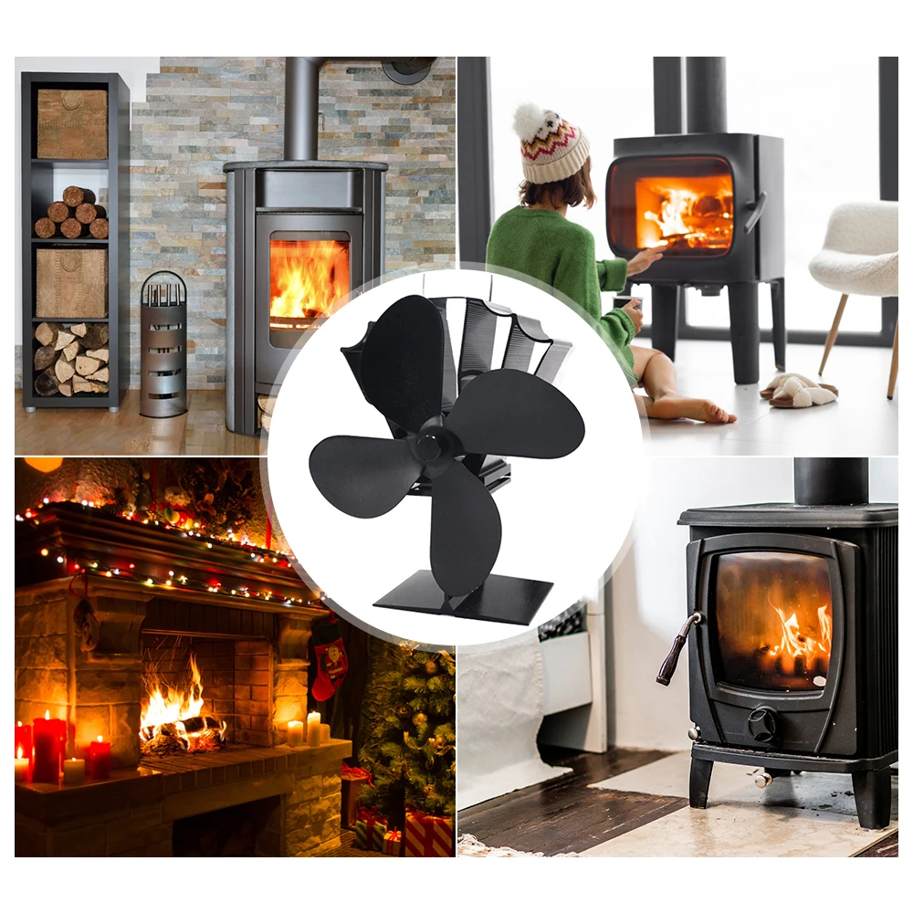 4 Blades Heat Powered Stove Fan Non-Electric Fireplace Fan Quiet Operation  Circulating Warm Air for Wood Burning Stove - AliExpress