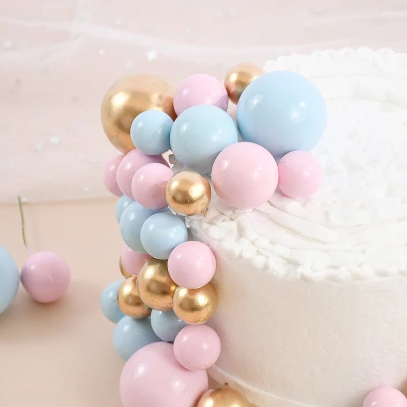 32 Teile/satz Ball Kuchen Topper Rosa Gold Perle Kugeln Cupcake Topper Für Kinder Glücklich Geburtstag Party Hochzeit Dekorationen Lieferungen – Detail 3