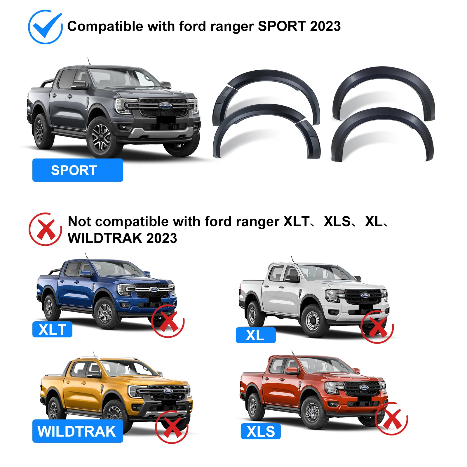 Fender Flares Wheel Arch Style Guard For Ford Ranger 2022 2023 NEXT-GEN  Sport Limited Mudguards For Double Cabin Car Accessories - AliExpress