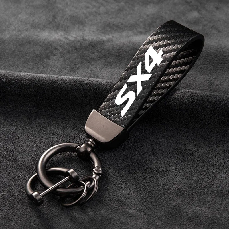 

Leather car keychain horseshoe buckle jewelry key chain for Suzuki SX4 with logo Car Accessories
