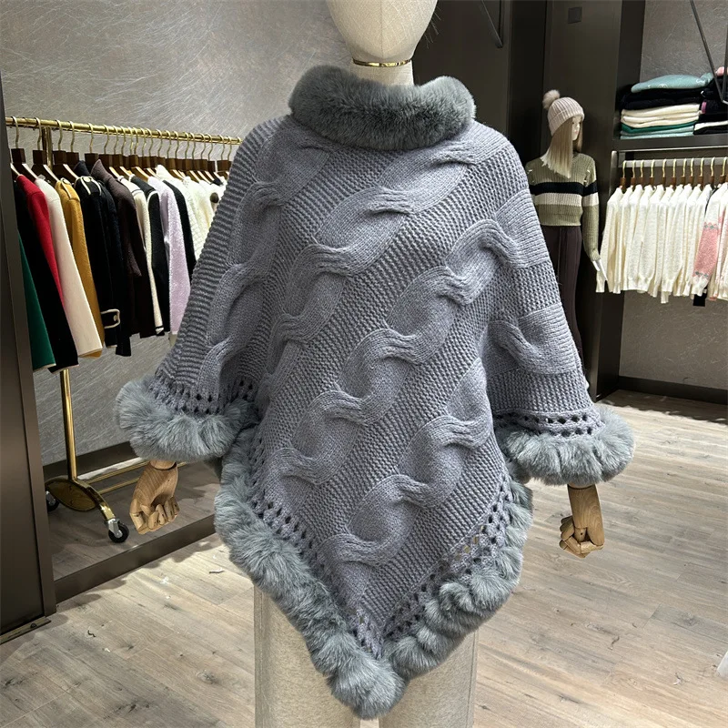 ジャケット・アウター archive Roshell feathered knit poncho S804bf4f5d75942fab02fe64e2122d