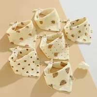 Baby Bibs Muslin Cotton Stuff Newborn Snap Button Soft Cartoon Triangle Saliva Towel Burp Cloth Girls Boys Feeding Drool Bibs 1