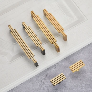 Accessori Maniglie per armadietti Mobili nordici in oro Maniglie in ottone di lusso per armadietti Camera da letto Cassetti Comò Cucina 1