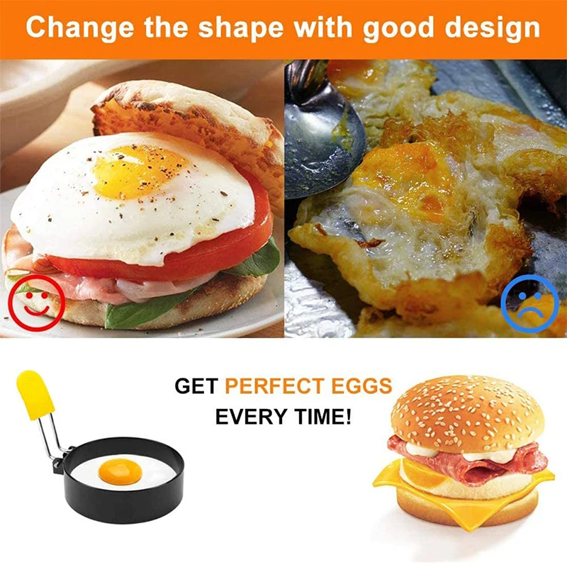 4Pcs Egg Rings Stainless Steel Nonstick Round Egg Cooker Ring for Frying Eggs and Mcmuffins stainless steel ring egg cooker egg mold egg ring