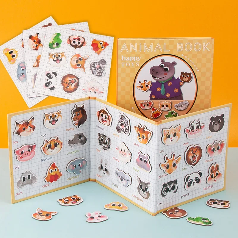 Toddler Letter Cognition Word Spelling Magnetic Puzzle Book Vegetable Animal Fruit Cognition and Matching Game Educational Toys 5