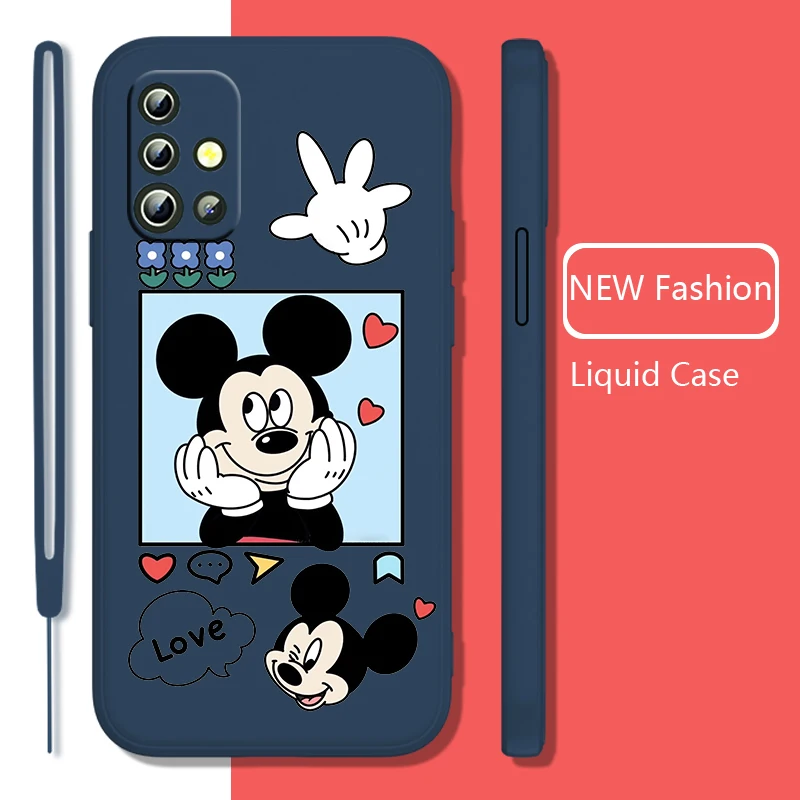 

Mickey mouse cute couple Phone Case For Samsung Galaxy A73 A53 A33 A52 A32 A22 A71 A51 A21S A03S A50 Liquid Rope Cover Fundas