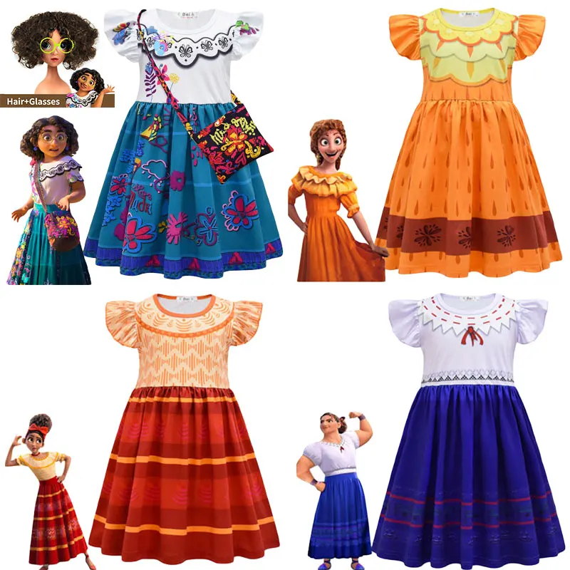 

2022 Movies Encanto Mirabel Girls Dresses Toddler Carnival Party Role Play Cartoon Princess Dress Costume Summer Kids Prom Gowns